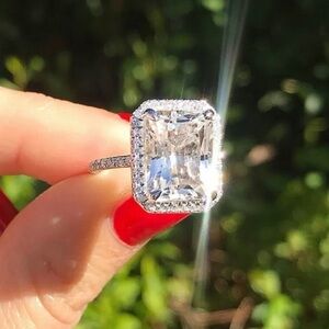 New Princess Engagement Sapphire CZ Silver Ring